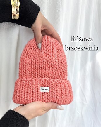 Czapka Lily 100% wełna *różowa brzoskwinia*, GANGSTA KNIT