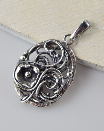 Soreva - srebrny wisior wire-wrapping, Sunflower Kornelia Kubinowska