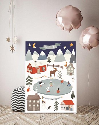 PLAKAT zimowy Plakat skandynawski dla dziecka, black dot studio