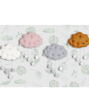 SZARY mobil chmurka, srebrne gwiazdki, Nukko Design