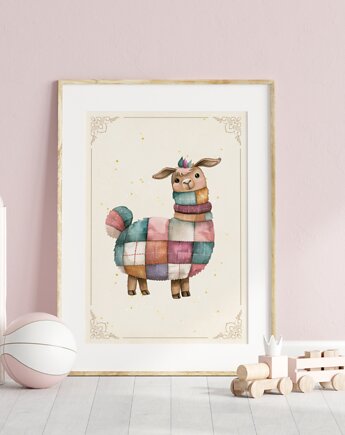 Plakat  patchwork LAMA, Kreatywne printy