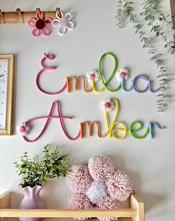 Personalizowany napis z imieniem dla dziewczynki z kwiatuszkami ( 5 liter ), Ren Art gifts