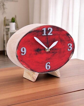 Zegarek stojący drewniany czerwony, Clock Wood Studio
