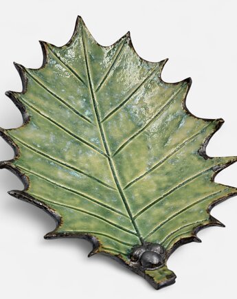 Mała patera - lisc ostrozenia, ArtByLeika