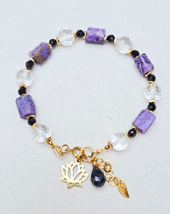 Bransoletka Lotos z  Fioletowym Czaroitem, ILEA