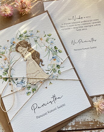 Kartka komunijna ręcznie robiona życzenia na komunię, sorte