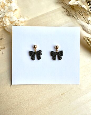 Kolczyki Kokardki sweterkowe - czarne, freska