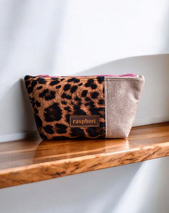 Kosmetyczka MIDI panterka + beż, raspberi