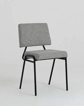 Krzesło retro SIMPLE nowoczesny prl SIMPLE - ciemna pepita, czarna podstawa, CustomForm