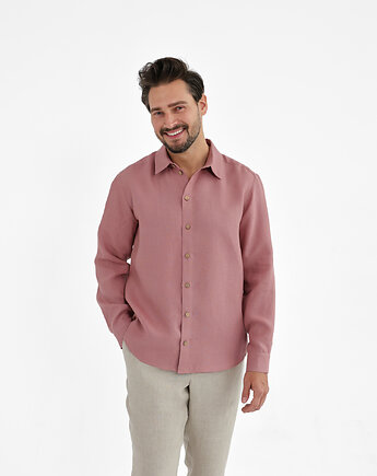 Lniana koszula SAHARA  dusty pink, OSOBY - Prezent dla taty
