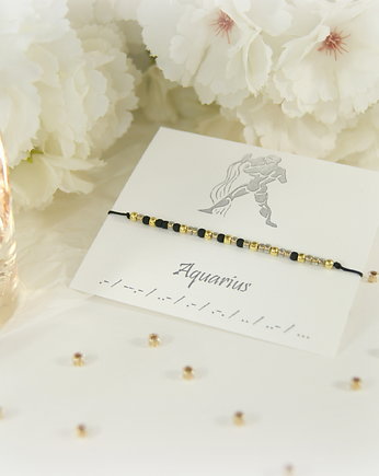 Alfabet morse'a Wodnik Bransoletka ZodiakAquarius, Blue Pearl Art