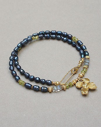 Pearls /navy blue/ perły naturalne - choker /31.03.26/, KiKa pracownia