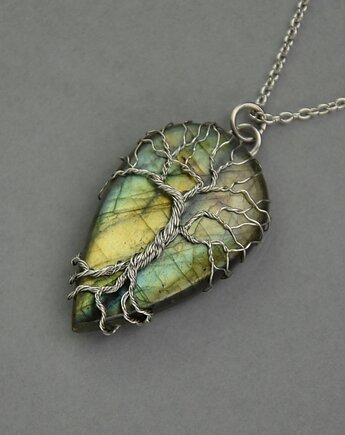 Wisiorek drzewo życia labradoryt wire wrapping, Agata Rozanska