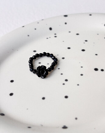 Pierścionek elastyczny Onyks  róża, Chmolowska Jewellery