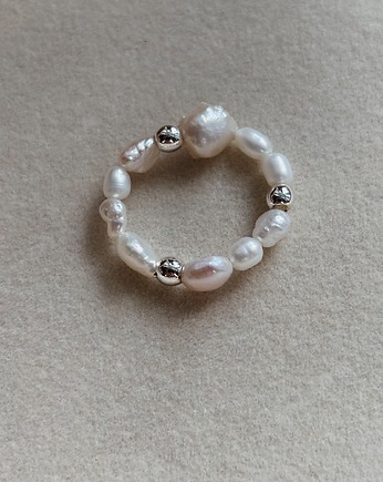 Pierścionek elastyczny Perły Naturalne, Chmolowska Jewellery