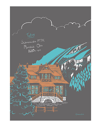 Plakat Tatry Morskie Oko Schronisko PTTK, Gliniana Kura
