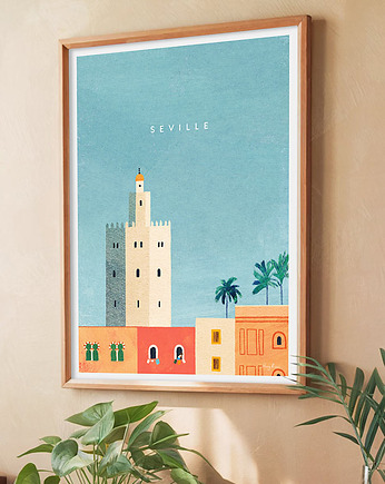 Sewilla Hiszpania - plakat 50x70 cm - Złota Wieża i panorama miasta, minimalmill