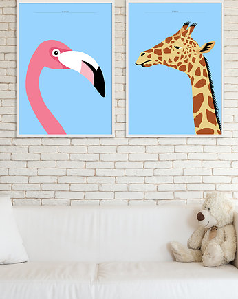 Plakaty Flaming i Żyrafa - zestaw dwóch plakatów, Pracownia Och Art