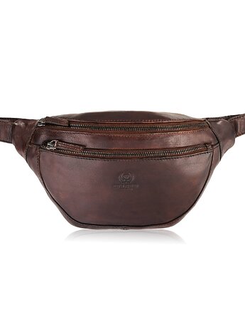 Saszetka męska nerka skórzana na pas brązowa elegancka Paolo Peruzzi SL-04-BR, Paolo Peruzzi