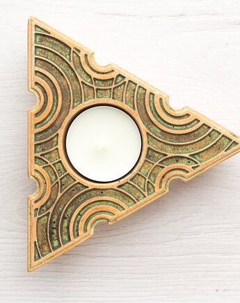 Lampion trójkątny brązowo-zielony w pudełku, pracowniazona