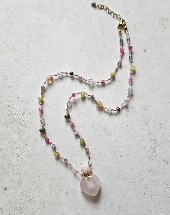 Naszyjnik N54  Perfumetka, kwarc różowy, Trawelerka