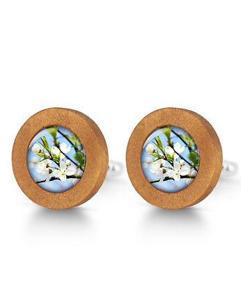 Błękitne niebo - drewniane spinki do mankietów