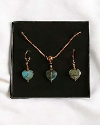 RAZEM TANIEJ! uroczy komplet: serduszko : LABRADORYT : prezent, kaktusia