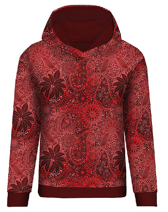 Bluza damska klasyczna z kapturem - CZERWONY AŻUR, Piotr i Paweł Pracownia Handmade