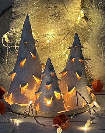 Zestaw świąteczny choinki ceramiczne, GOceramika