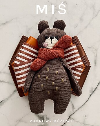 Artystyczna Brosza z niesamowitym Misiem! Pop Art MIŚ, Pudrowy Różowy