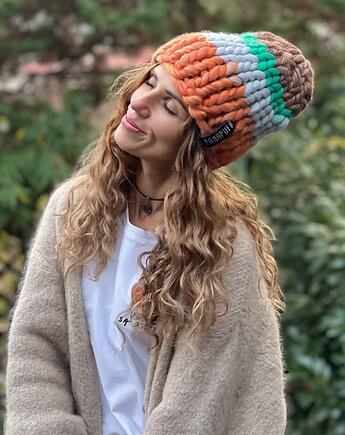 100% MERINO CZAPKA, PANAPUFA
