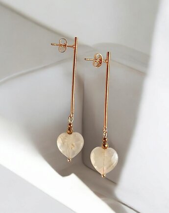 Kolczyki serduszka CYTRYN : długie : wyjątkowy prezent, kaktusia