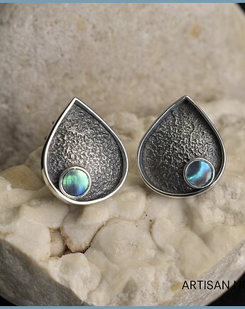 Kolczyki srebrne iridescent shell, An Artisan Nova