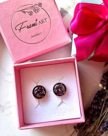 Kolczyki lawenda na czerni, Frant Art Jewellery
