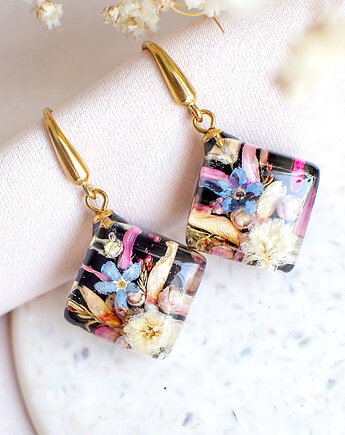 Kolczyki z kompozycją kwiatową, nature gift