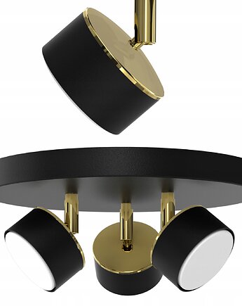 Lampa sufitowa czarno złota polska lampa LED Galvella na kole z żarówkami, Fabryka Lamp