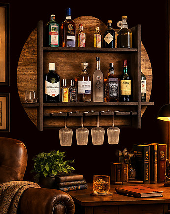 Drewniany barek  na alkohol i kieliszki GOLD, John Paddle