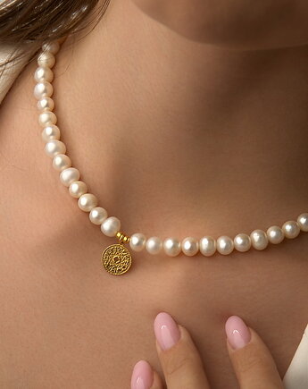 Naszyjnik perły naturalne- srebro 925 pozłacane, Coccola JEWELLERY