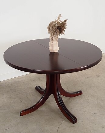 Stół okrągły mahoniowy, duński design, lata 70, produkcja: Dania, Przetwory design