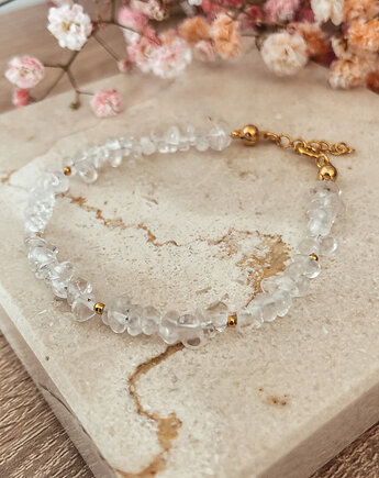 Bransoletka pozłacana z kamieni naturalnych Kryształ Górski sieczka, Bring Biżuteria