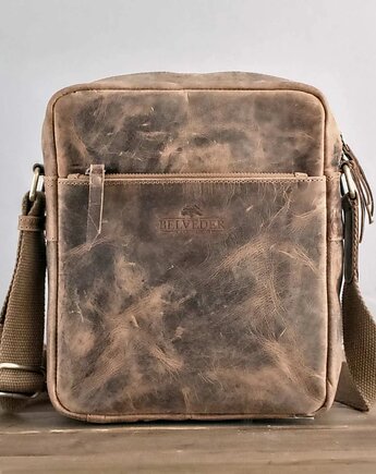 Brązowa Saszetka Męska Na ramię Skóra Naturalna buffalo Vintage CB24, Belveder