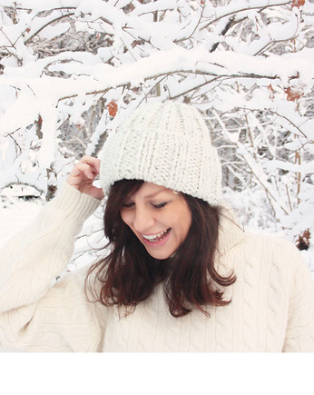 Zimowa czapka  handmade  beanie melanż, Mademoiselle Patrini