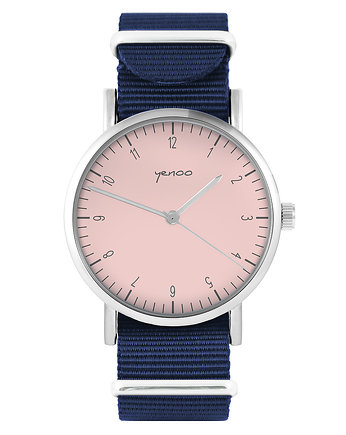 Zegarek - Simple różowy - granatowy, nylon, yenoo