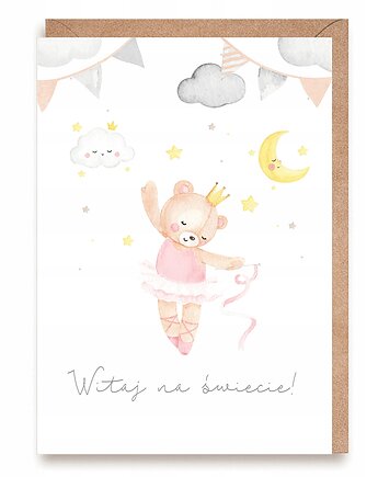 Kartka na narodziny dziecka dla dziewczynki - "Witaj na świecie", Cardie