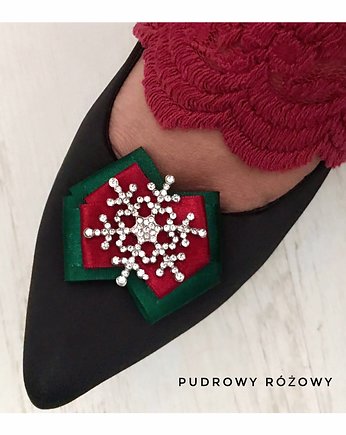 Biżuteryjne  Klipsy do butów NEW Święta Mikołajki, Pudrowy Różowy