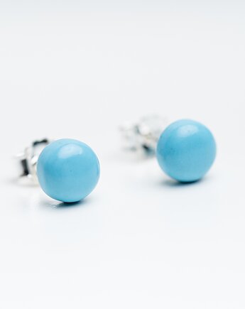 Eleganckie Kolczyki Sztyfty z Larimaru, Srebro Próba 925, Larimar, AmberMal