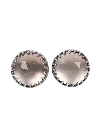 Kolczyki oksydowane sztyfty Mignon z kwarcem różowym, Blooming Stones