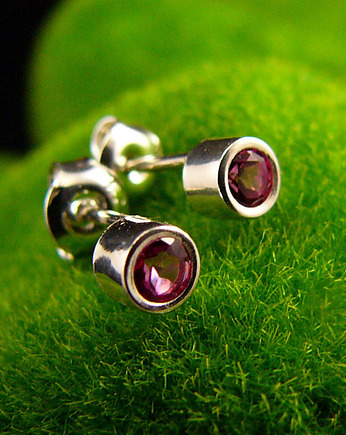 Kolczyki z Topazem - Kropeczki - Topaz Srebro Pink, Kuźnia Nehesi