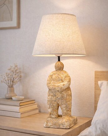 Lampa stołowa SHE  Stonebody, lampa do sypialnu, różowa, Ceramika Nastawka