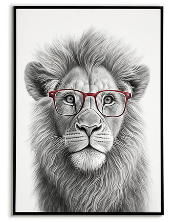 Plakat Lew w czerwonych okularach, plakat dla dziecka, Bajkowe Obrazki